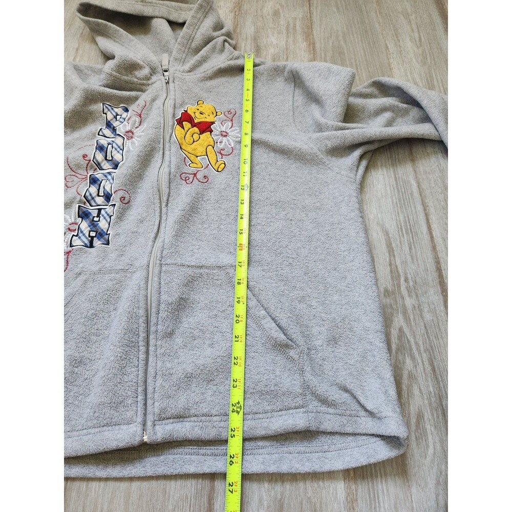 VTG Disney Winnie the Pooh Hoodie Womens XL Gray Zip Up Sweatshirt Embroidered - Picture 8 of 9
